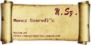 Mencz Szervác névjegykártya